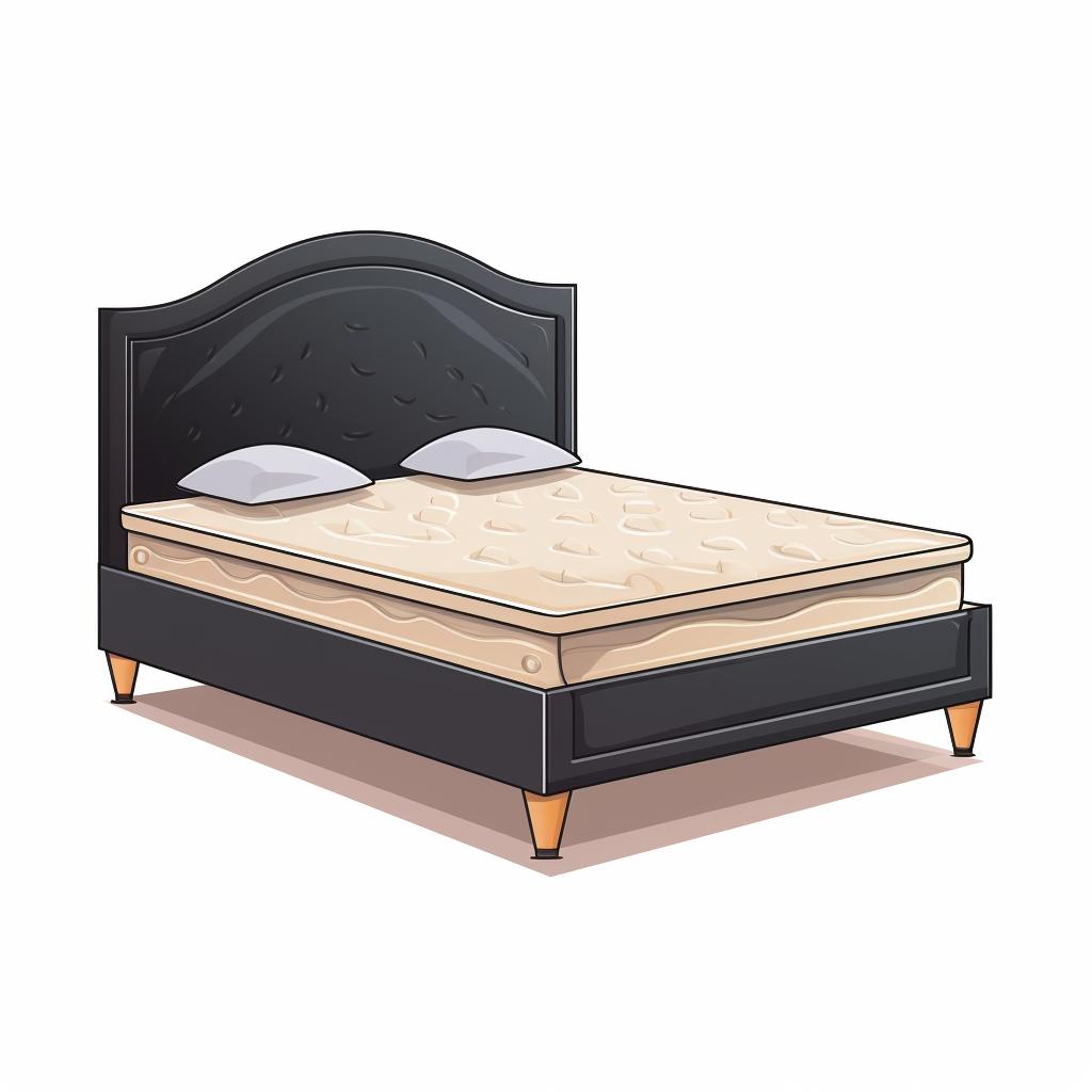 Black bed frame with a light-colored mattress