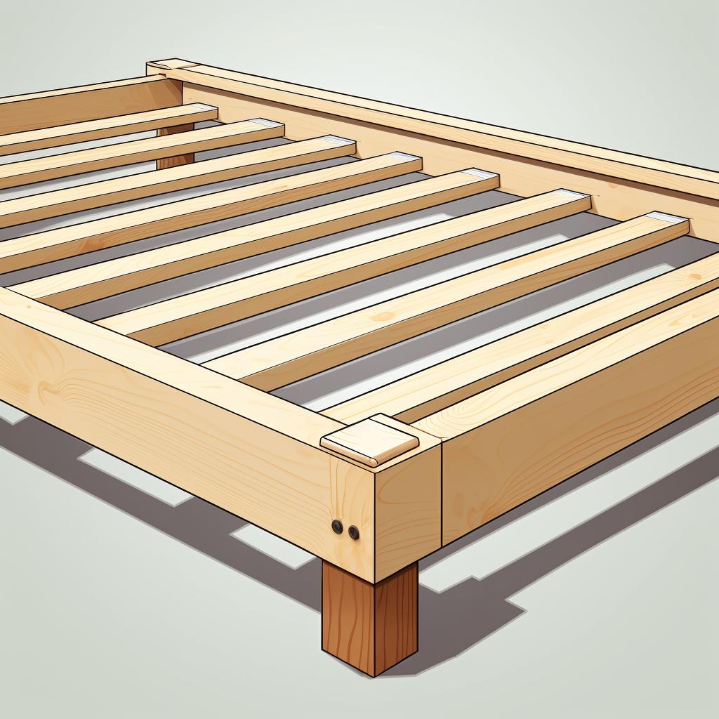 Assembled side rails of the IKEA bed frame