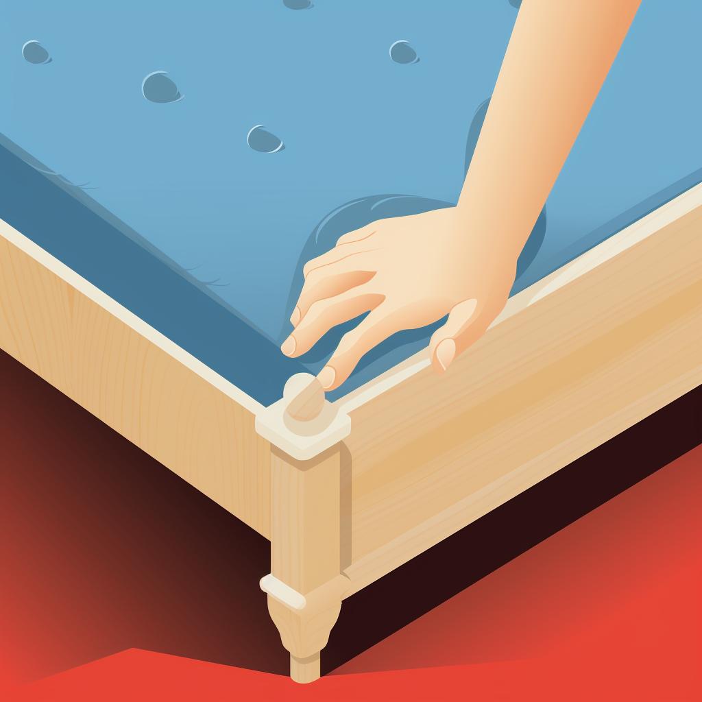 Adding felt padding to a joint of a wooden bed frame