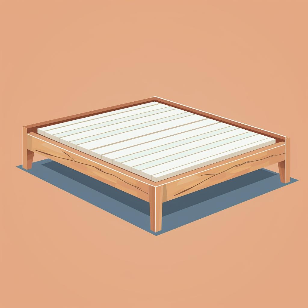 Assembled bed frame without the slats.
